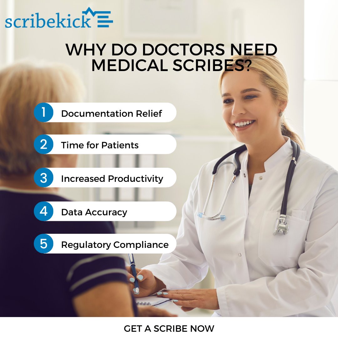 scribekick's tweet photo. Why do doctors need medical scribes? To streamline their workflow, enhance patient care, and leave the paperwork to the pros at Scribekick.
Visit- https://t.co/6q6V2assDo
*
*
#virtualscribesuccess #scribekickteamwork #virtualscribepioneers #scribekickinnovation https://t.co/rC4HvR4p8L