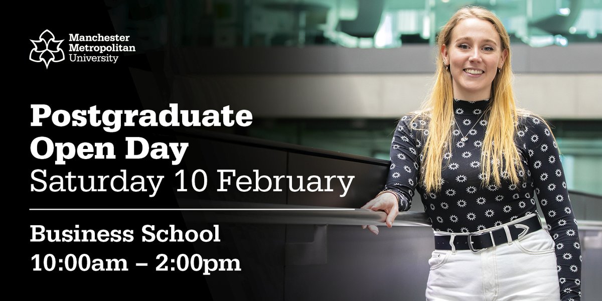 Are you approaching the end of your undergraduate degree and considering what's next? Come along to our Postgraduate Open Day on Saturday 10 February, 10:00am – 2pm. 

Book your place at: shorturl.at/tGXZ7 

See you there 😊