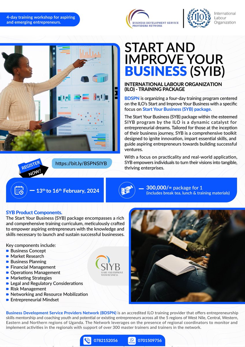 BDSPNetwork's tweet photo. #SYB training for you to start you entrepreneurship journey. Don't miss the opportunity. Kampala Arua, Lira, Mbarara, Mbale save you slot. https://t.co/3uOGyppVjv