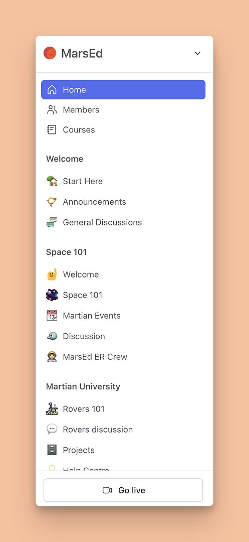 circle_sof's tweet image. With the sidebar, you also have the ability to create new spaces and space groups in your community.