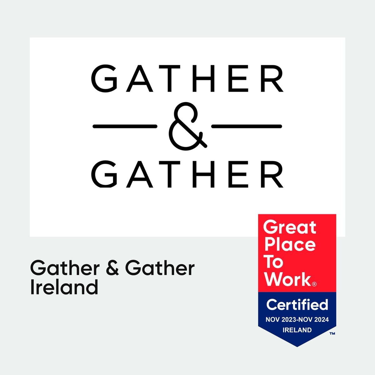 CERTIFICATION 🏅| We are thrilled to Certify™ Gather & Gather Ireland as a #greatplacetowork again! Congratulations to the team for this fantastic achievement! 🎉 Check out all the Certified™ organisations 👉 hubs.li/Q02d4xTR0 #gptw @GatheredIreland