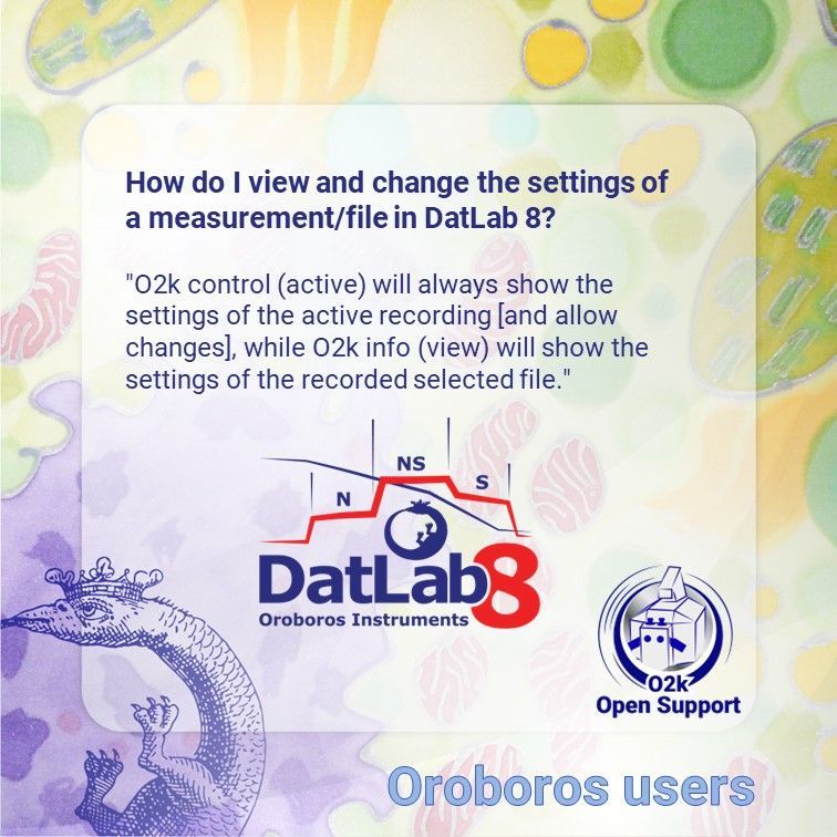 OroborosI's tweet image. Here is a helpful DatLab 8 hint about viewing and adjusting measurement settings.
See the manuals for more detailed information:
📖NextGen-O2k Series XB: buff.ly/3SbCFeO
📖Oroboros O2k Series J: buff.ly/492kpLF
#O2kOpenSupport #DatLab #HighResolutionRespirometry