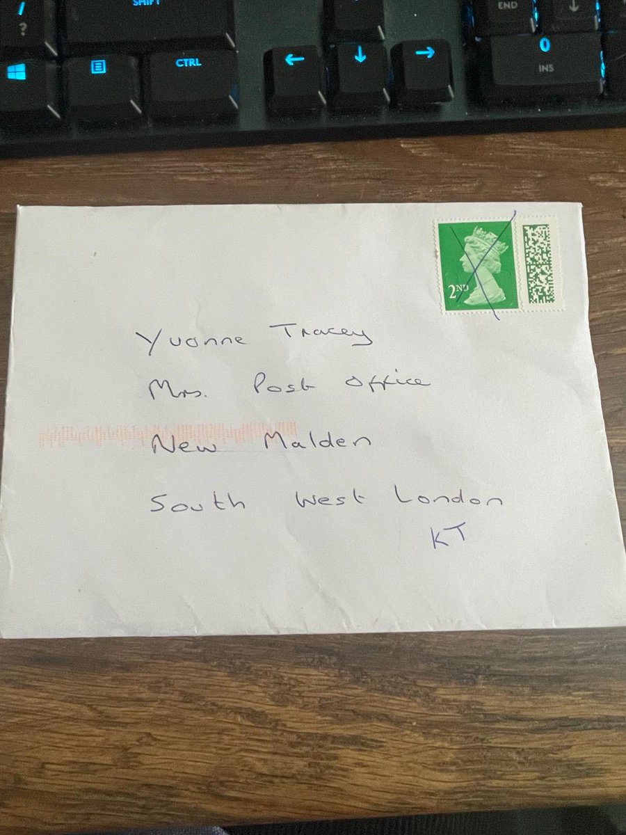 Thank you to Vanessa for your kind words of support from Kettering…

and to the incredible postmen and women who tracked me down as ‘Mrs Post Office’ this morning!

#MrsPostOffice