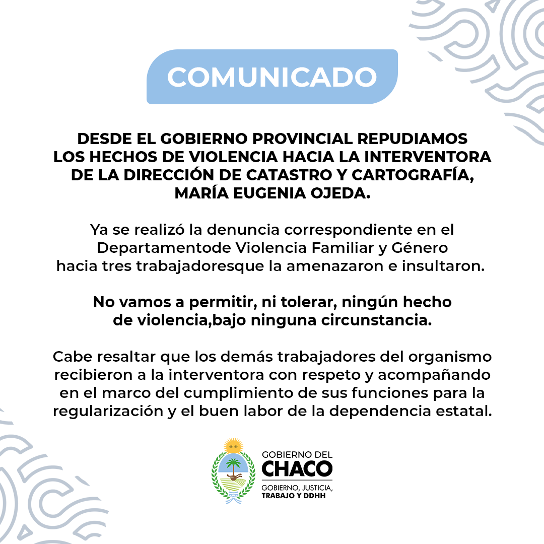 MinGobyJusCH's tweet photo. 📌 No vamos a permitir, ni tolerar, ningún tipo de violencia. 

@GobiernoChaco @LeandroZdero https://t.co/pY2hylfrGW