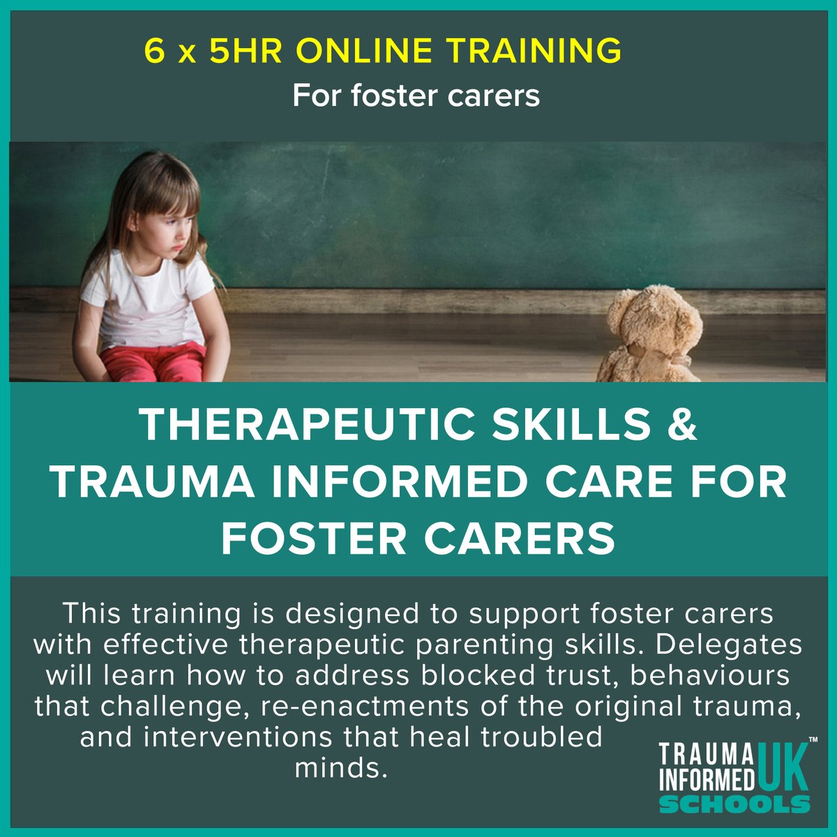 Supporting foster carers to have the best possible relationship with their foster child, and supporting the child's mental health while taking care of their own... Find out more here traumainformedschools.co.uk/diploma/certif… #FosterCarers #Fostering #MentalHealth
