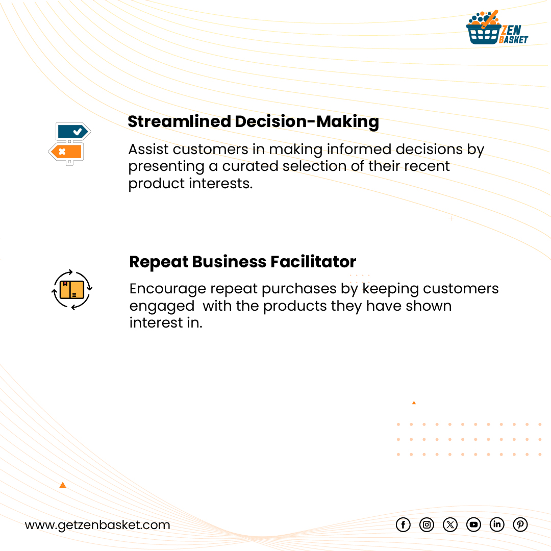 Discover personalized shopping with our 'Recently Viewed Products' feature. 

Visit us:  getzenbasket.com

#zenbasket #personalizedshopping #enhancedretail #behaviordrivenrecommendations #enhancedmarketing #streamlineddecisionmaking #reducecartabandonment #repeatbusiness