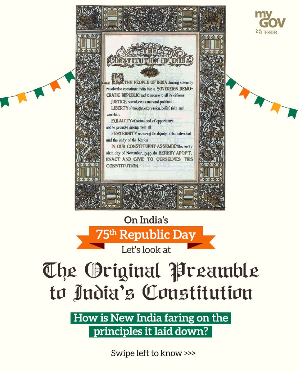 As we celebrate 75 years of the Republic of India, let's revisit the original Preamble of our Constitution. How well does New India resonate with these foundational principles? Take a look to embark on a journey through time, exploring how India has evolved while staying true to