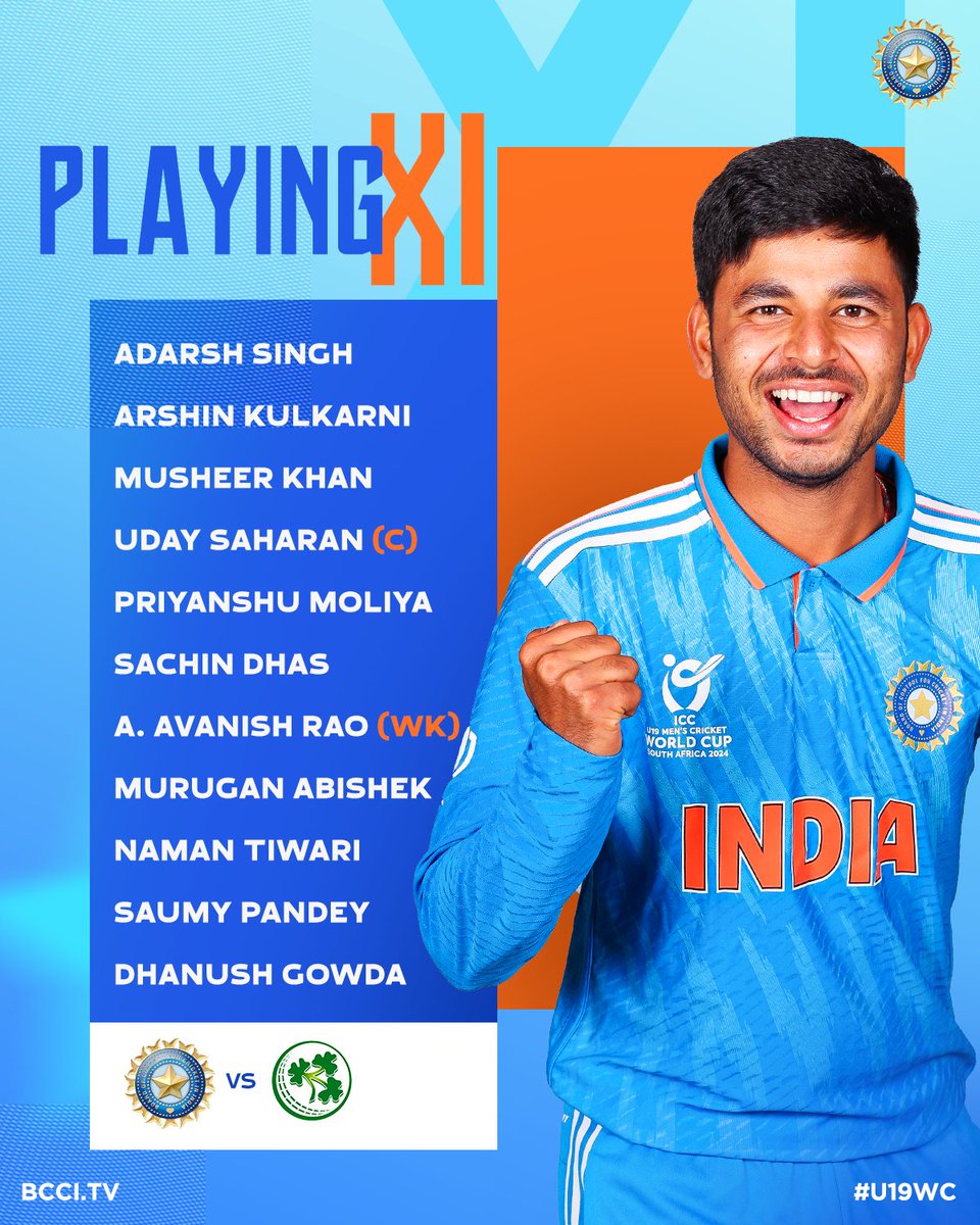 🚨 Toss Update 🚨

Ireland win the toss and opt to bowl in #TeamIndia's second match of the #U19WorldCup 

Here's our Playing XI 👌👌

Follow the match ▶️ bcci.tv/events/143/icc…

#BoysInBlue | #INDvIRE