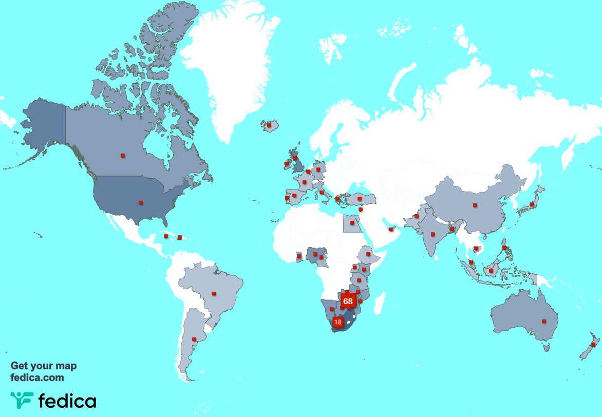 I have 2 new followers from South Africa last week. See fedica.com/!ma1atanga