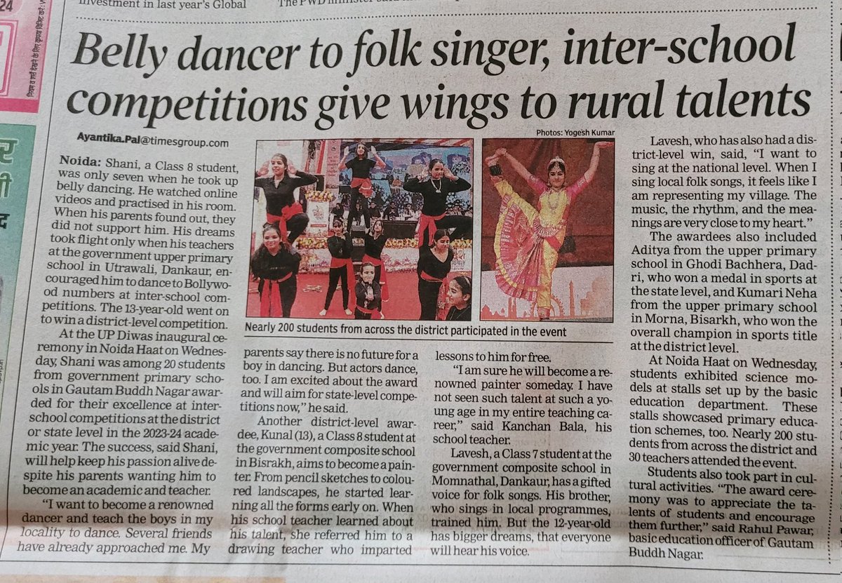 Belly dancer to folk singer, inter-school competitions give wings to rural talents @Bsagbn1 @timesofindia @dmgbnagar timesofindia.indiatimes.com/city/noida/bel…