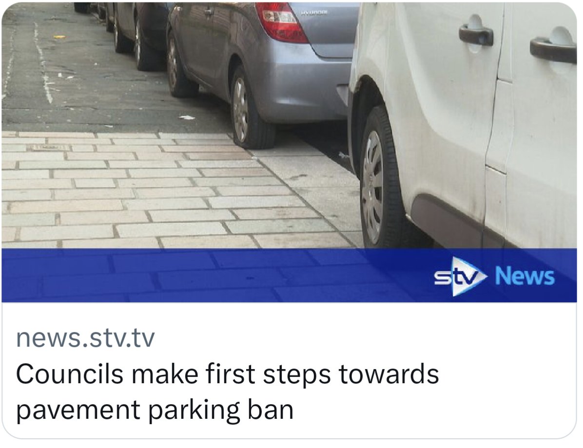 🚸 Pavement parking is dangerous - especially for disabled people, and children. 💰 The damage it causes costs local authorities £millions each year - money they don't have at the moment. 🟢 #PavementParking should illegal *across the UK* (unless it is permitted by exception).