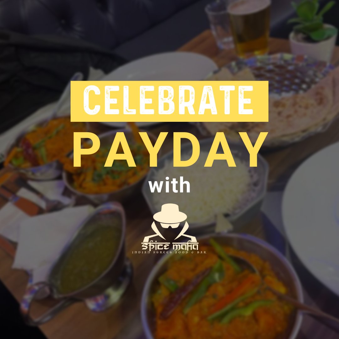 SpiceMafia1's tweet photo. Celebrate #Payday with #spicemafia .

Get a fantastic 50% off on #Food and #drinks during the #weekdays and a cool 25% off on #weekends. 

Treat yourself after a busy week – call us at 01423500021 or via https://t.co/4ncNbH2bTH. 

#offers #foodoffer #manchester #urmston https://t.co/jErumLMw2C