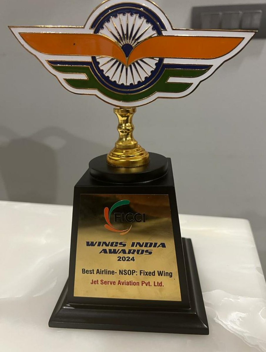 flyolaviation's tweet photo. CONGRATULATIONS Team - Jet Serve Aviation
, the Parent Company of FlyOla, has recently been Awarded as the Best Airlines in NSOP:Doing the Event, The Minister of Civil Aviation, Mr. Jyotiraditya Scindia himself gave the Award to MD Mr S Ram Ola. https://t.co/IY5Y6jOIDv