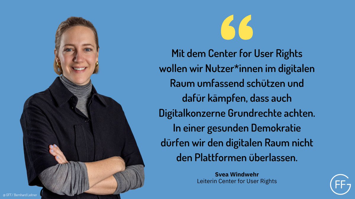 🚨Für mehr #Grundrechtsschutz im Netz! Heute starten wir unser #CenterforUserRights und begleiten damit u.a. die Umsetzung des #DSA: Mithilfe von Klagen, Beschwerden und Policy-Arbeit setzen wir Nutzer*innenrechten gegenüber #Digitalplattformen durch. freiheitsrechte.org/themen/freihei…