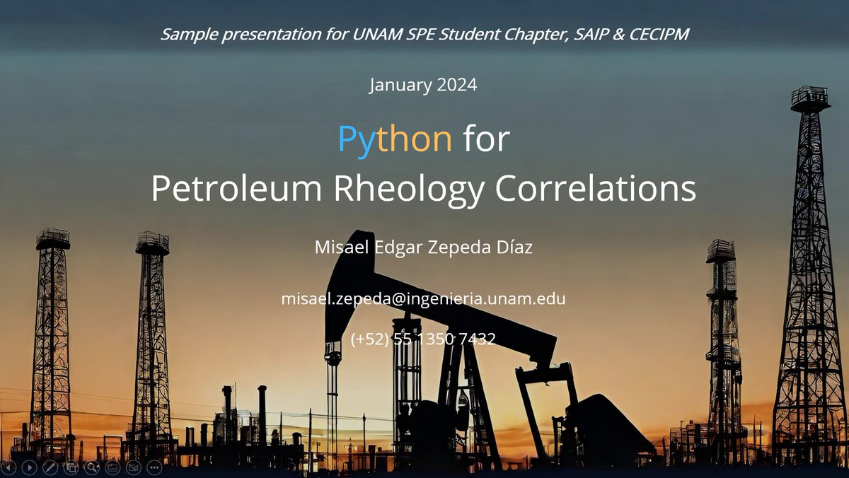 Feliz por haber impartido mi curso de #python para #ingenieríapetrolera en la #UNAM. Para más información, por favor contáctame.
#SPE