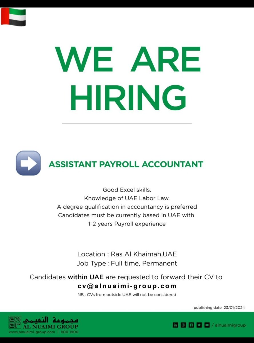 Job thread 🧵
Check and share with the needy ones. Jazak ALLAH Khair
#jobs #dubaijobs #uaejobs #Pakistan #India