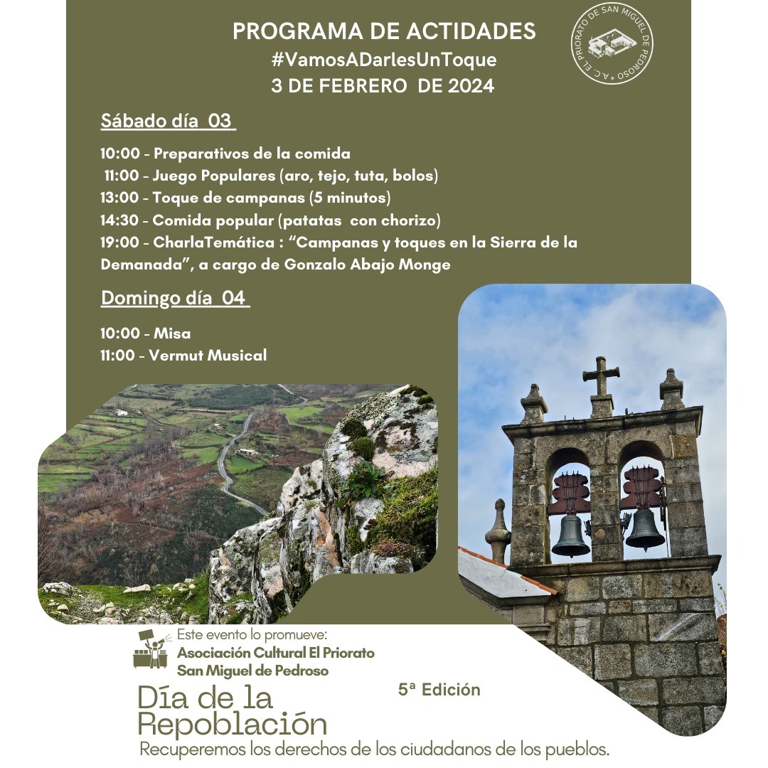 Gracias por la difusión!

Desde la "Asociación Cultural El Priorato" de #SanMiguelDePedroso  animaos a todos los pueblos, entidades y asociaciones del medio rural, a tocar nustras campanas, para hacernos oír!

#VamosADarlesUnToque