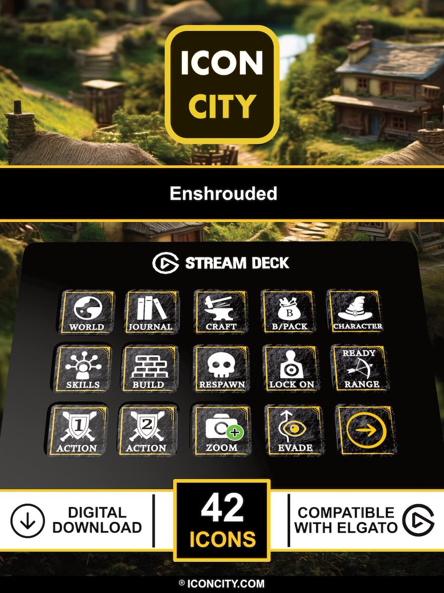iconcitycom's tweet photo. Enshrouded is No1 on #steam charts within moments of going LIVE - https://t.co/KnAzOc7jqD has you covered with a fully covered iCon Pack for StreamDeck to enhance your gameplay - 1 click install with profiles 15 &amp; 32 key  #iconcity #enshrouded #elgato #pcgame #rpg #mmo https://t.co/3e04IVhY4V