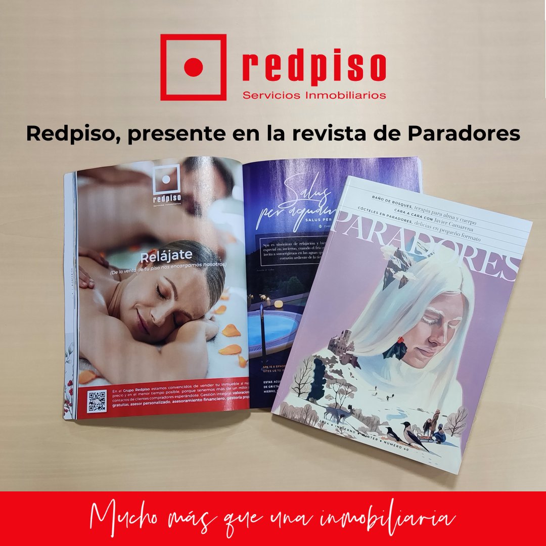 En 𝗥𝗲𝗱𝗽𝗶𝘀𝗼 vamos a estar presentes en la Revista de Paradores de España con una página completa. La revista se distribuye en todos los establecimientos de la compañía hotelera y además, se está repartiendo en la feria FITUR de Madrid.

redpiso.es