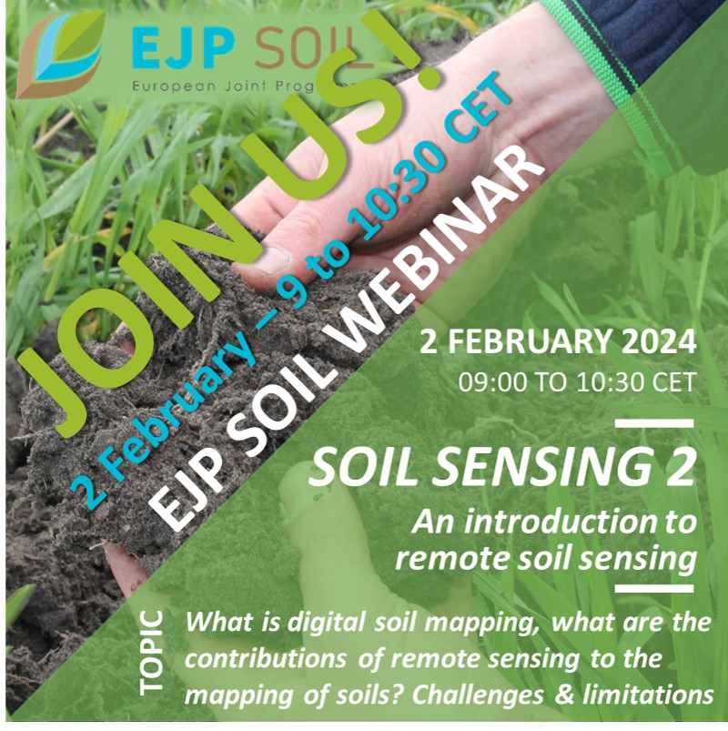 2 FEB 9-10:30 CET: REMOTE SENSING OF SOILS. Digital soil mapping? Contributions to mapping of soils. JOIN US ONLINE! t.ly/XszU4 #Research #SoilHealth #SoilScience @HorizonEU @EU_ScienceHub @eugreenresearch @REA @DGEnvironment @DGAgriculture @EUGreenDeal
