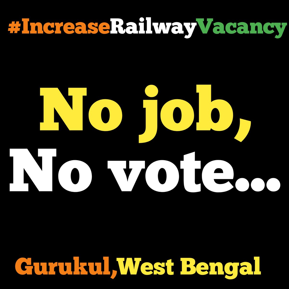gurukul07's tweet photo. #IncreaseRailwayVacancy
No job, No vote..
@AshwiniVaishnaw @narendramodi @RailMinIndia https://t.co/BIESdVJIjT
