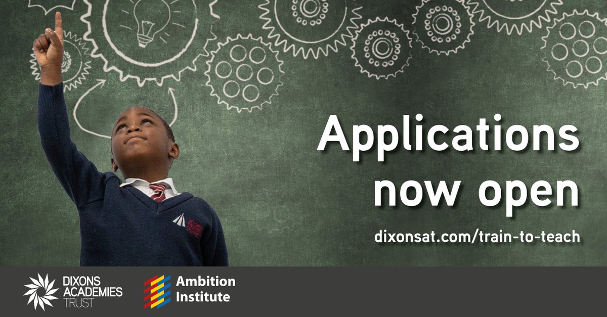 Did you know you can train to teach with Dixons Academies Trust in partnership with <a href="/Ambition_Inst/">Ambition Institute</a>?

Applications are now OPEN!

Find out more and learn how to apply here: dixonsat.com/train-to-teach…