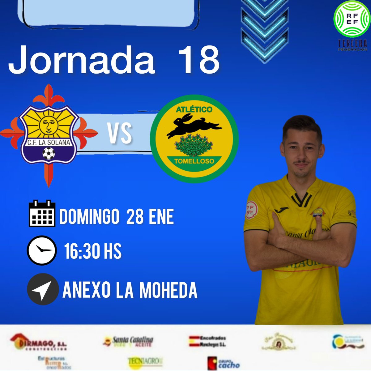 Este domingo, el equipo vuelve a jugar en casa, esta vez lo hará en el Anexo de La Moheda (césped artificial), comenzando la segunda vuelta con un emocionante derbi.

📆 Domingo 28
⏰ 16:30
🏟️ Anexo La Moheda
🚩 La Solana