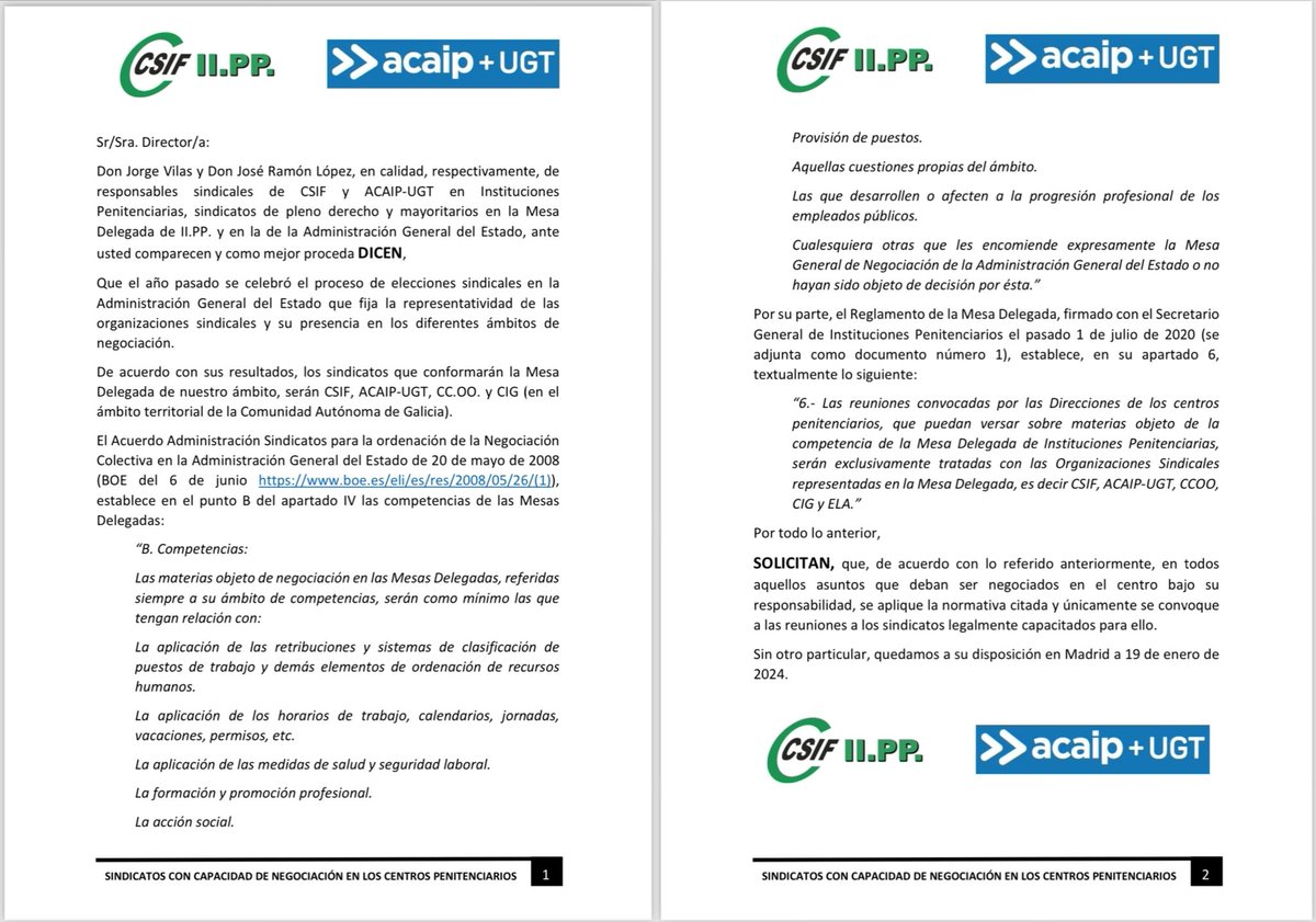 🔍 #DENUNCIA | Desde este Sindicato 100% de Funcionarios de Prisiones, y que obtuvo MÁS VOTOS en las pasadas elecciones sindicales netamente de Prisiones en la AGE, (nosotros no sumamos “voto-ayudas” de Hacienda, SEPE, Seguridad Social, Extranjería…etc), queremos
DENUNCIAR:

🗣️
