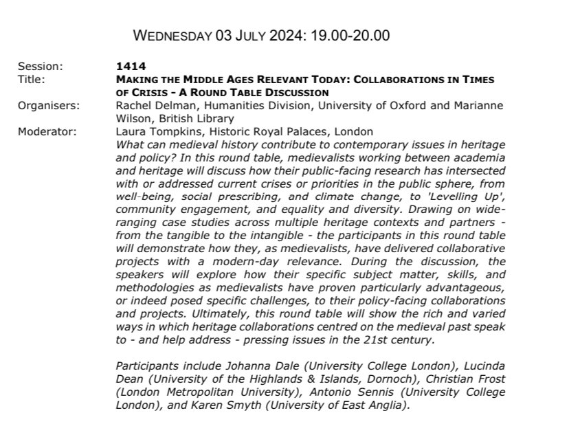 Dr Rachel Delman (@rachel_delman) on Twitter photo If you’re interested in what medievalists can bring to the table when it comes to Heritage and Public Policy, <a href="/mariannelouisew/">Dr Marianne Wilson</a>, <a href="/AlicePerrers/">Laura Tompkins</a> and I have organised just the pre-disco <a href="/IMC_Leeds/">IMC_Leeds</a> #IMC2024 session for you, inc. a range of brilliant speakers and projects If you’re interested in what medievalists can bring to the table when it comes to Heritage and Public Policy, <a href="/mariannelouisew/">Dr Marianne Wilson</a>, <a href="/AlicePerrers/">Laura Tompkins</a> and I have organised just the pre-disco <a href="/IMC_Leeds/">IMC_Leeds</a> #IMC2024 session for you, inc. a range of brilliant speakers and projects