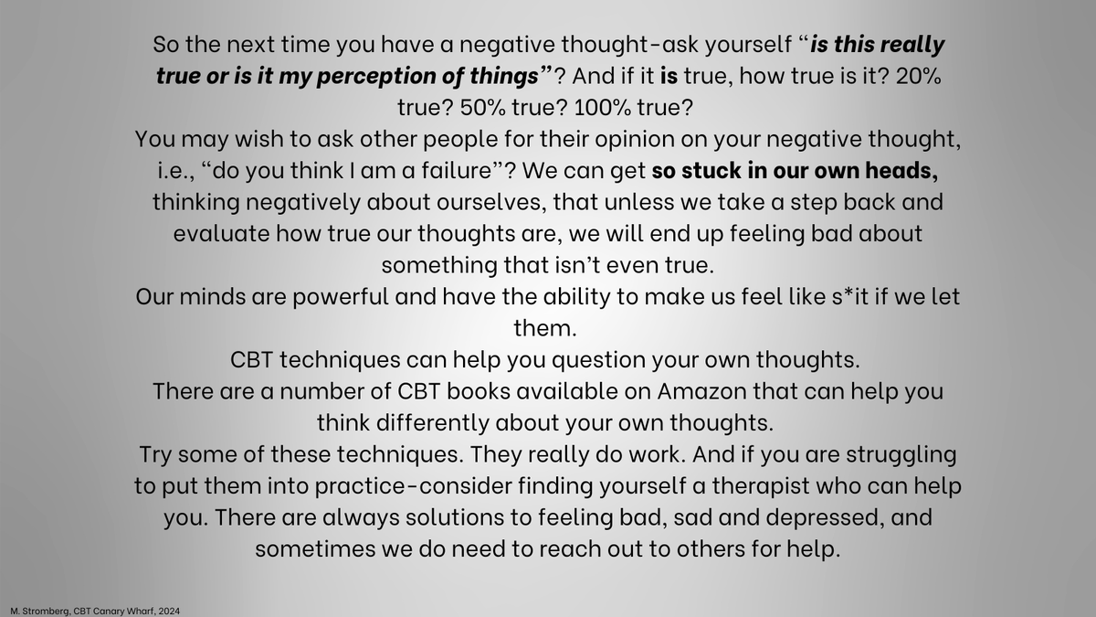 #ThursdayThoughts about #NegativeThoughts #Overgeneralising #MindReading #CognitiveTherapy #Perspective #CBTWorks