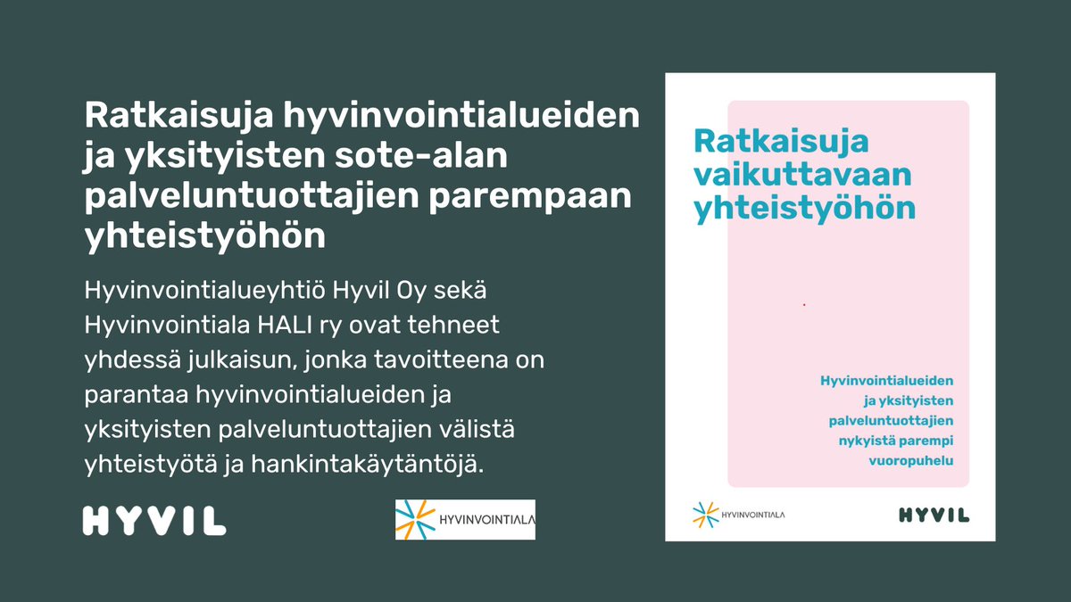 Hyvinvointialueyhtiö Hyvil Oy (@hyviloy) on Twitter photo Tuore julkaisu Hyvil ja <a href="/Hyvinvointiala/">Hyvinvointiala Hali ry</a>: hyvil.fi/ratkaisuja-hyv… #JulkisetHankinnat #Hyvinvointialueet #sote Tuore julkaisu Hyvil ja <a href="/Hyvinvointiala/">Hyvinvointiala Hali ry</a>: hyvil.fi/ratkaisuja-hyv… #JulkisetHankinnat #Hyvinvointialueet #sote