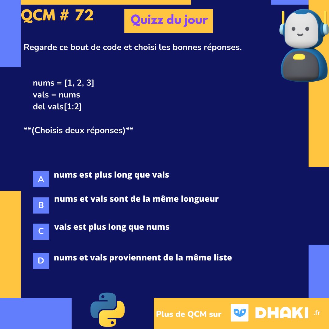 Python_QCM's tweet image. "Défiez vos connaissances en Python avec ce quizz en image ! Répondez en commentaire pour tester vos compétences !"