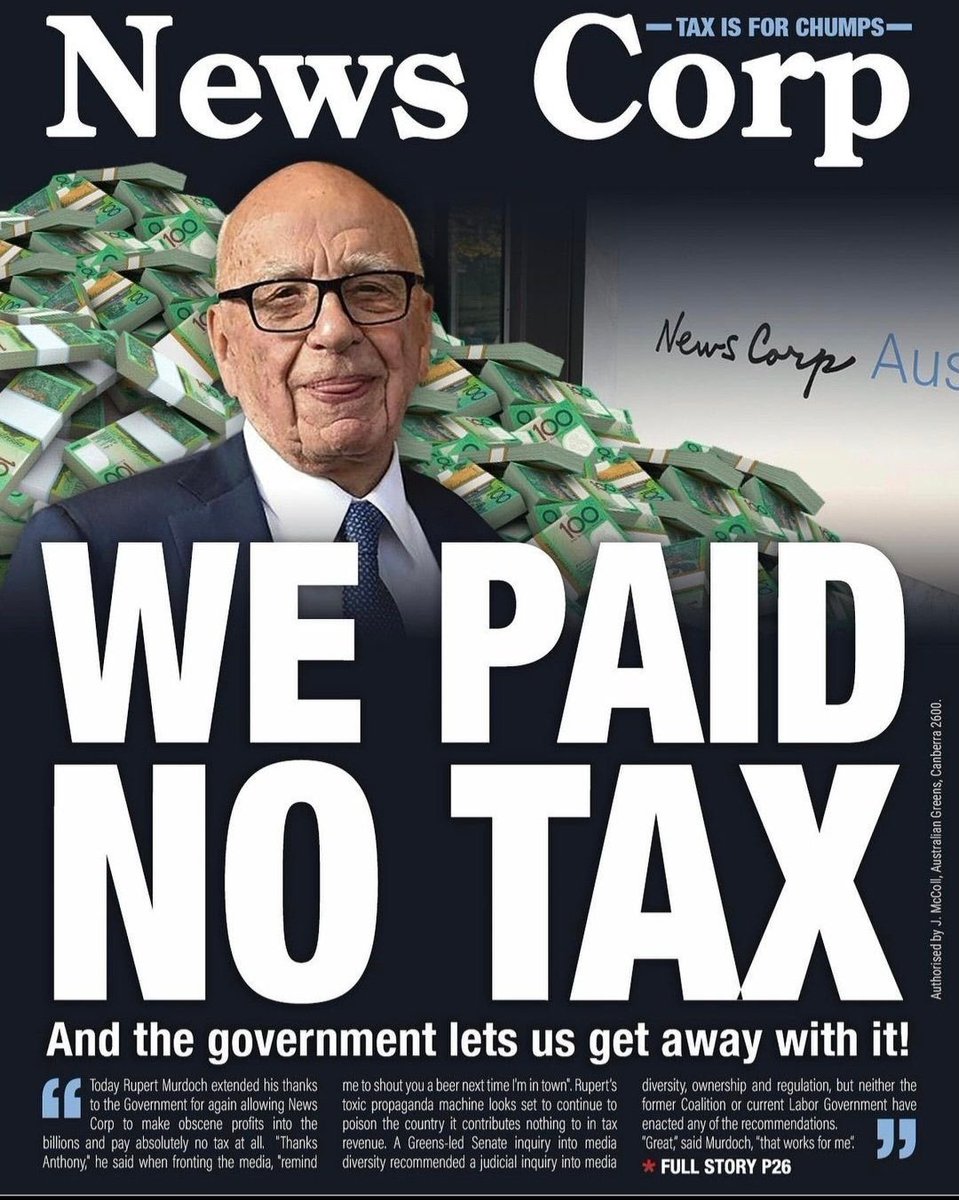 To all of the Australian taxpayers out there who are looking forward to their new tax cuts (thanks to our awesome government), did you know that you pay more tax than this greedy parasite?