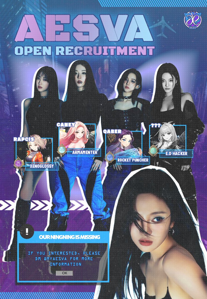 ㅤ ️️

ㅤ   𝗔𝗘𝗦𝗩𝗔 : Looking for 𝗡͟𝗶͟𝗻͟𝗴͟𝗻͟𝗶͟𝗻͟𝗴! 

      ( 3 / 4 ) AESVA looking for our 𝗺𝗶𝘀𝘀𝗶𝗻𝗴
      𝗽𝗶𝗲𝗰𝗲 𝗺𝗮𝗸𝗻𝗮𝗲, Ning Yizhuo! if you wanna
      be part of us read the detail carefully. 
                                  <a href="/myaesva/">æsva 🦋</a> — 🦋

ㅤ ️️