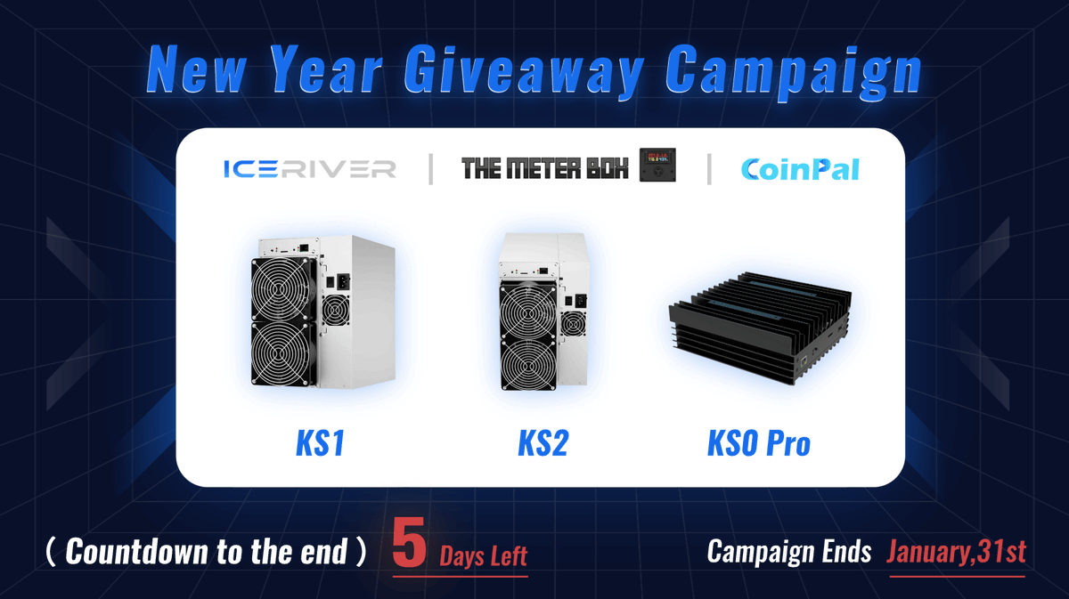 IceRiverMiner's tweet photo. 🔥Only 5 days left! 🚨Don't miss out on the chance to join this amazing giveaway event! 🤩🎊🎁

👆Check out the pinned tweet for all the exciting details.👀
#ICERIVER #KASPA #asics #GiveawayAlert https://t.co/69pYIXavdg