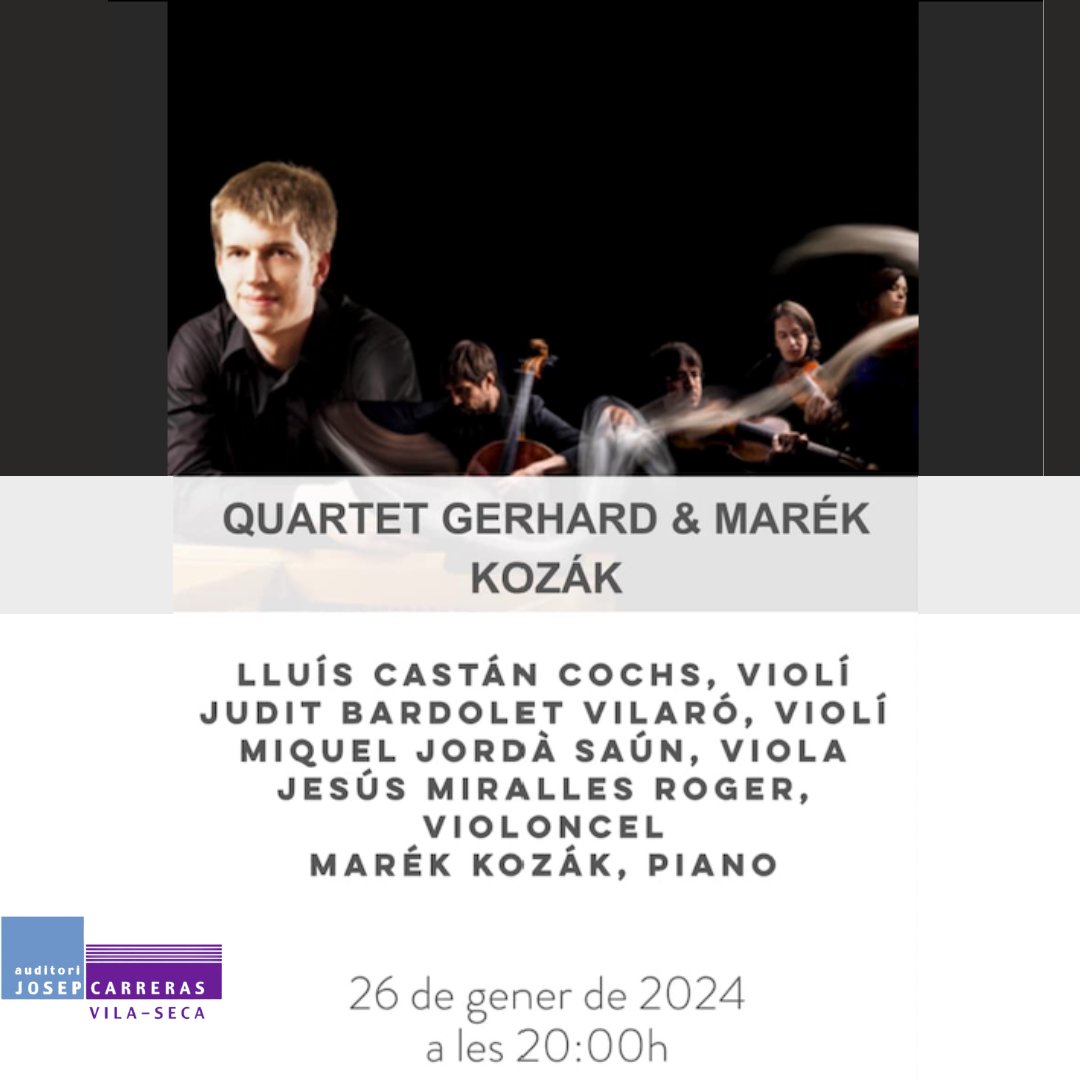 🎶Demà, 26 de gener, el Quartet Gerhard actuarà a <a href="/AuditCarreras/">Auditori Josep Carreras</a> #Vilaseca amb el pianista Marék Kozák, amb qui uneixen forces per presentar un programa que combina música de grans compositors catalans juntament amb l'emblemàtic quintet de Robert Schumann  entrades.vila-seca.cat