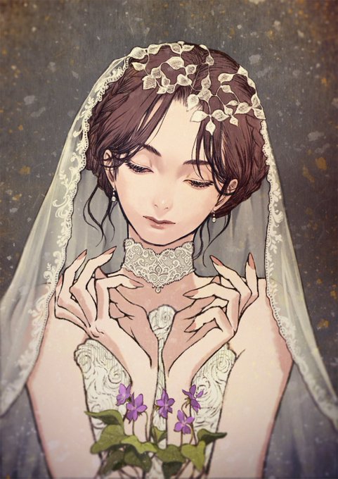 「closed mouth wedding dress」 illustration images(Latest)