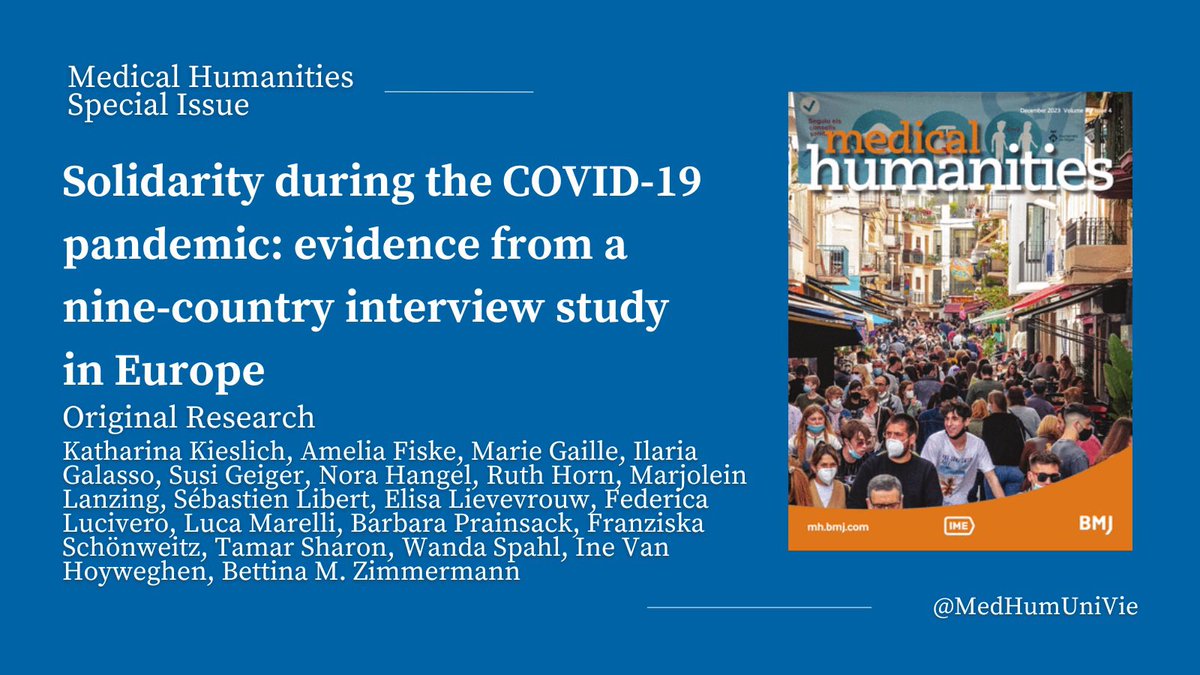'What role does solidarity play in people’s lives, how does it relate to COVID-19 public health measures and how has it changed in different phases of the pandemic?' Important questions adressed in the #MedicalHumanities special issue! Read it here: mh.bmj.com/content/49/4/5…