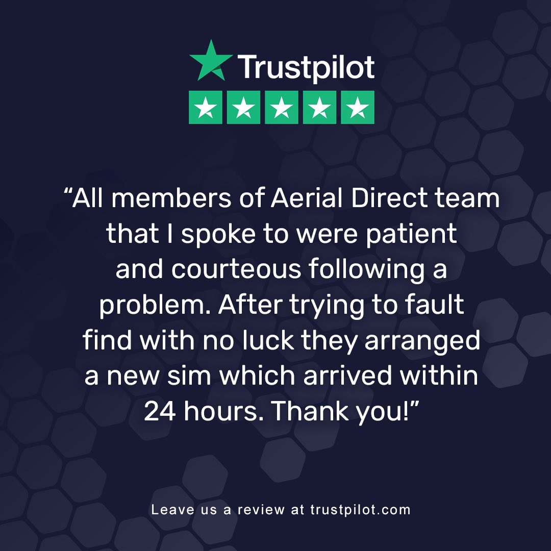 Trustpilot Triumphs! 🌟 

Take a look at the success stories that earned us 5-star love on Trustpilot, with over 13,000 reviews to date.

#TrustpilotTriumphs #CustomerSuccess #FiveStarReviews #Aerialdirect #Telecomms #Trustpilot #Customerfeedback