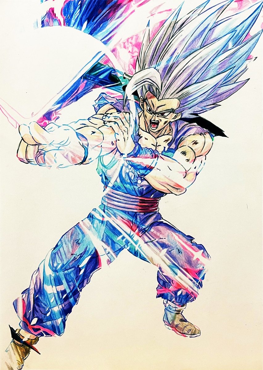 son gohan 1boy male focus solo open mouth dougi muscular traditional media  illustration images