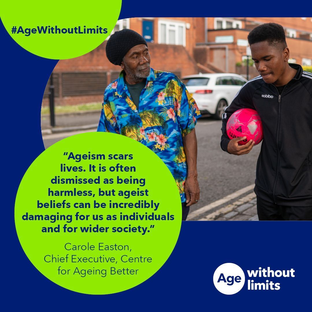Age Without Limits (@agewithoutlimit) on Twitter photo “Ageism scars lives. It is often dismissed as being harmless, but ageist beliefs can be incredibly damaging for us as individuals and for wider society.” Carole Easton, Chief Executive, <a href="/Ageing_Better/">Ageing Better</a>
Find out how you can challenge #Ageism: AgeWithoutLimits.org
#AreYouAgeist “Ageism scars lives. It is often dismissed as being harmless, but ageist beliefs can be incredibly damaging for us as individuals and for wider society.” Carole Easton, Chief Executive, <a href="/Ageing_Better/">Ageing Better</a>
Find out how you can challenge #Ageism: AgeWithoutLimits.org
#AreYouAgeist