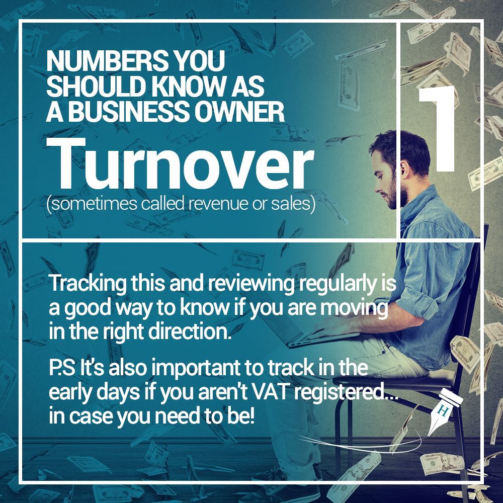 Turnover is a key number that measures the success of your business and you should monitor it to see whether your business is growing or declining.
You can find this in your sales records or reports in your online systems.

#SmallBusiness #AccountancyTips