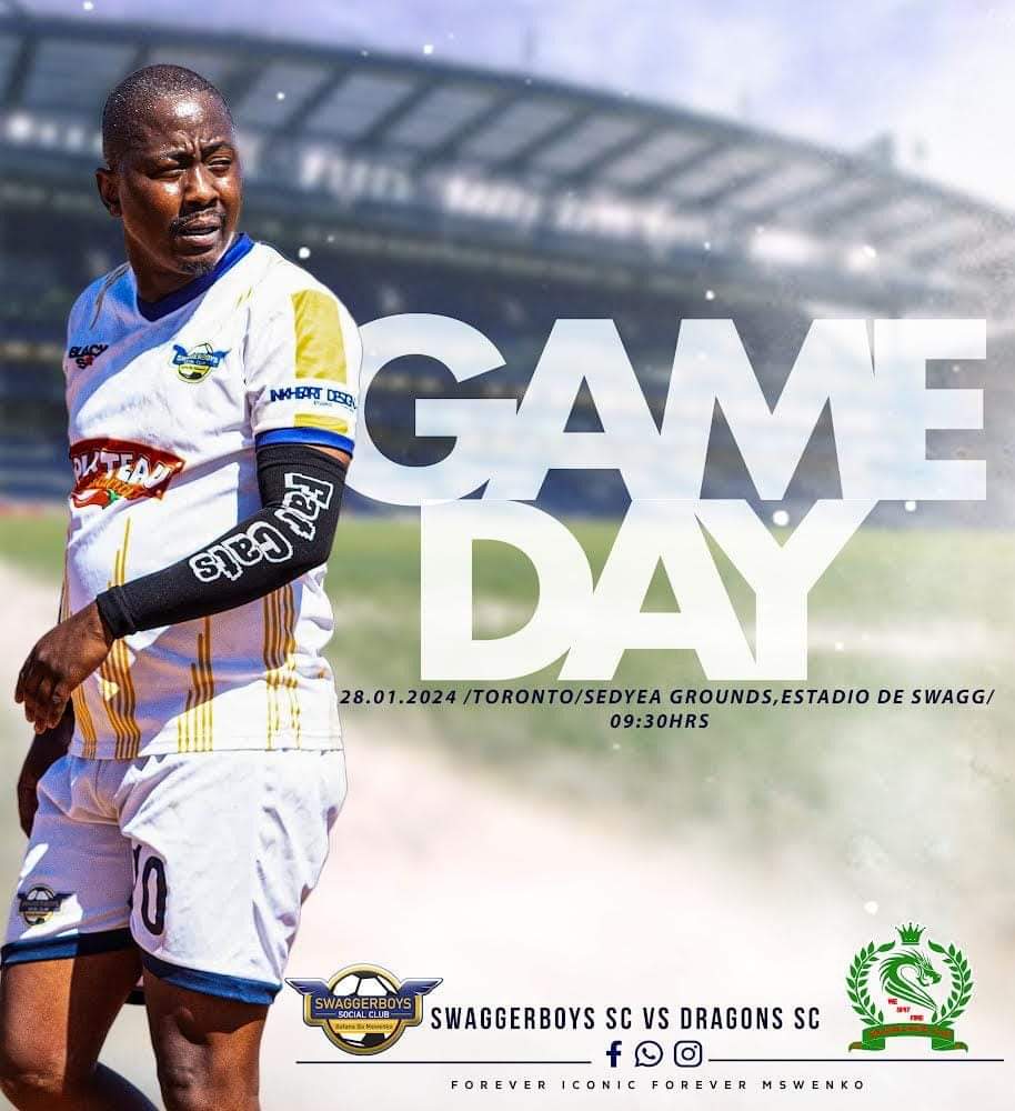 🚨🚨Mswenko  Invincible Season Ambition continues 🚨🚨🚨🚨

Get ready for another electrifying weekend as the Swaggerboys SC  gear up to take on the Gabz based club Dragons Social Club  in what promises to be an epic showdown at  South East District Youth Empowerment Association