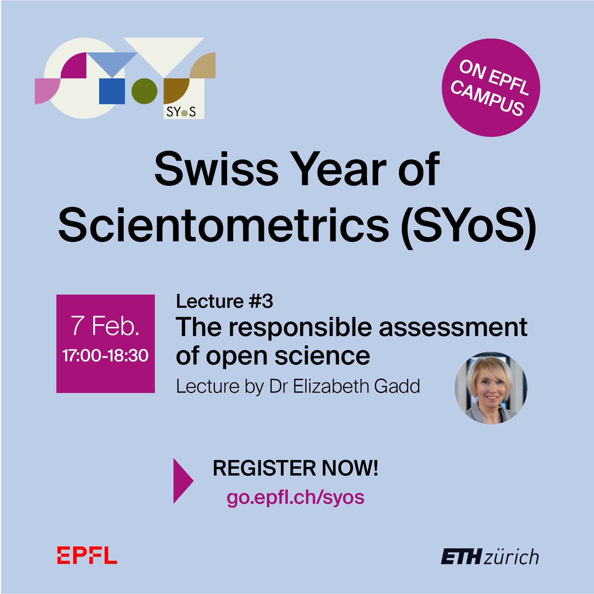 The @ETHBibliothek, in collaboration with the @EPFL Library, @EPFLOpenScience and EPFL Academic Data Unit are organizing the third #SYoS lecture on “The responsible assessment of open science”. Info and registration: go.epfl.ch/syos #epfl #epfllibrary #eth #ethlibrary