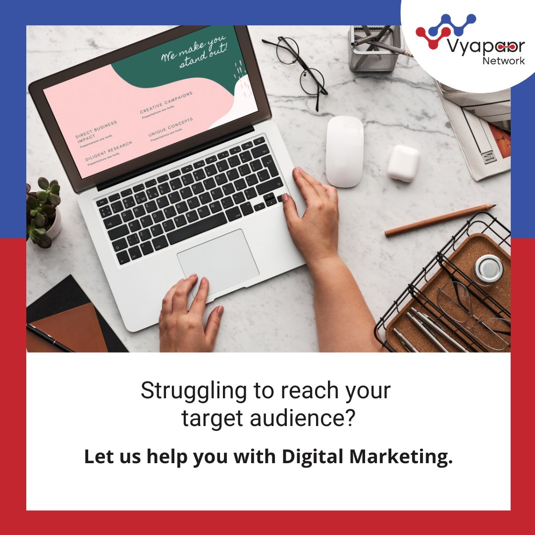 vyapaarnet's tweet photo. Struggling to reach your target audience online? . 

Vyapaar Network's curated selection of 𝗱𝗶𝗴𝗶𝘁𝗮𝗹 𝗺𝗮𝗿𝗸𝗲𝘁𝗶𝗻𝗴 𝗮𝗴𝗲𝗻𝗰𝗶𝗲𝘀 helps you elevate digital presence &amp; reach new customers.

info@vyapaar.net

#DigitalMarketing #BrandAwareness #VyapaarNetwork https://t.co/UKQ46XI2Hn