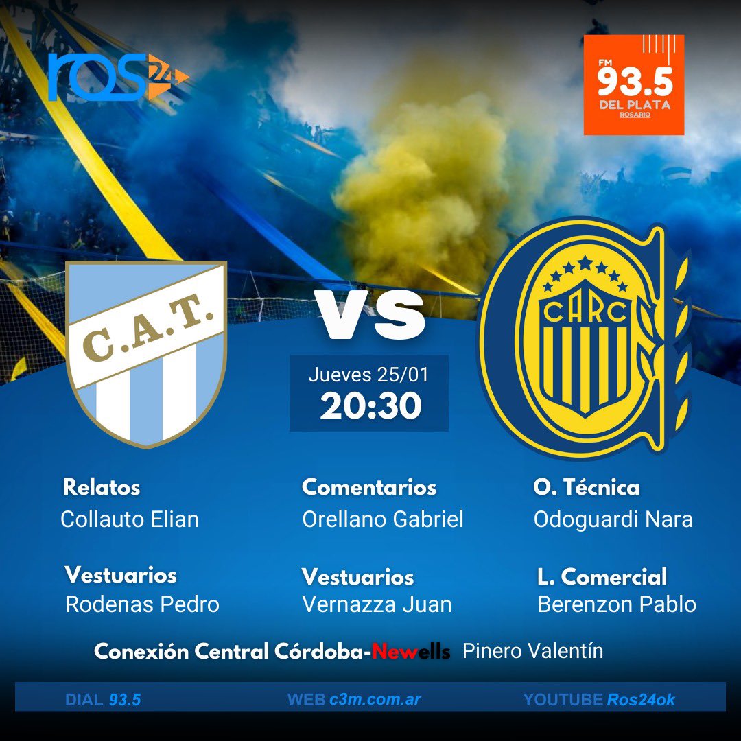 ⚽️Vuelve la #CopaDeLaLiga y vuelven las transmisiones, en nuestra nueva casa! 

📻 FM 93.5

💻 c3m.com.ar

🎥 YOUTUBE: ROS24OK