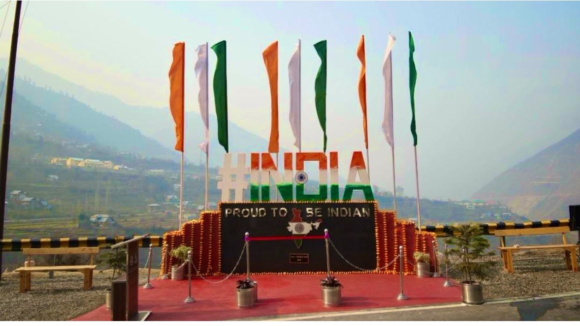 cloud_walker28's tweet photo. Grateful to @ROUBLENAGI for her thoughtful gift of #INDIA, transforming remote border area of #Uri into vibrant selfie point. Your art brings joy and connection to those who serve #ChinarcorpsIA #Radiochinar #Northerncomd_IA #OfficeofLGJandK #adgpi #BorderTourism https://t.co/QL3hvZcQ3V