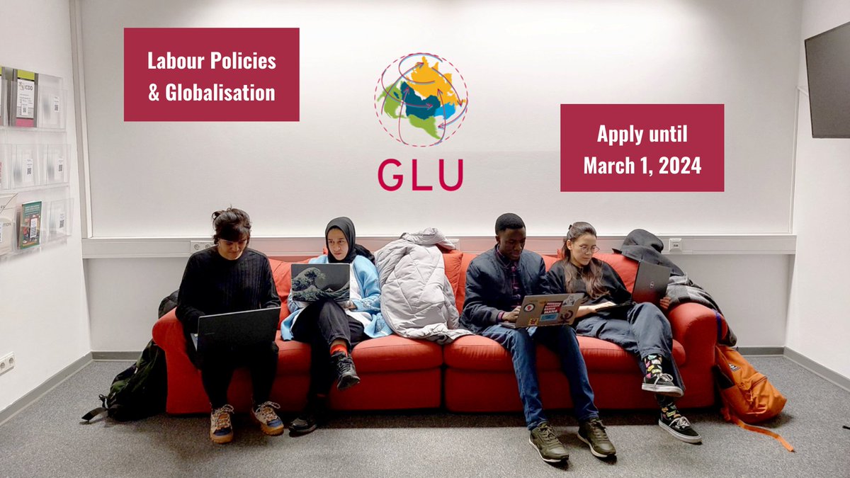 ❗️Reminder: Call for Applications for the MA Programme in #Labour Policies and #Globalisation is open until March 1 This one-year programme is taught at the @uni_kassel and @HWR_Berlin. ✅Apply via web page: global-labour-university.org/.../kassel-uni… Or send an📨to: glu.germany@uni-kassel.de