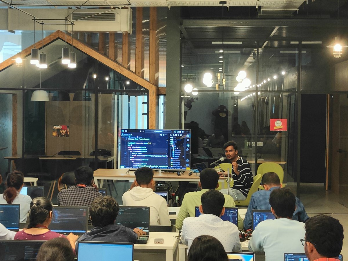 hackmum's tweet photo. On the app track we started with @_nikhilsnayak_ giving a masterful introduction to @nextjs #NextJS14 and their motivation to upgrade to it @codecrafttech #TechMang24 https://t.co/z7RWwn2Qke