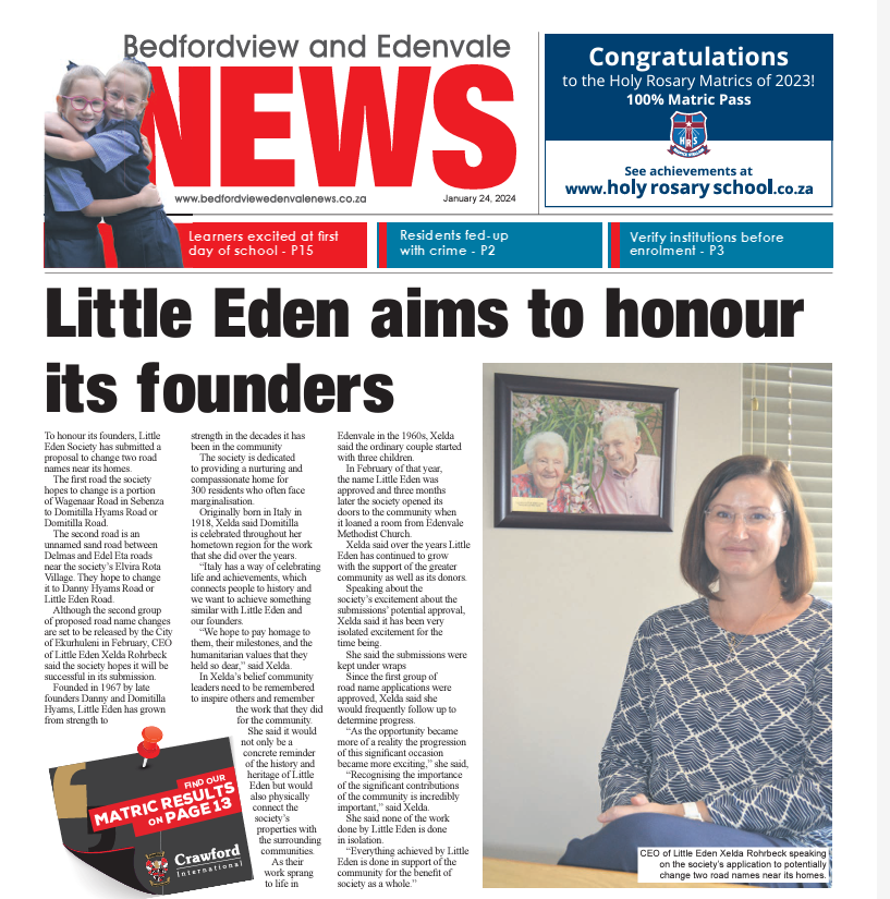 [READ] L To honour its founders, Little Eden Society has submitted a proposal to the @cityofekurhuleni to change two road names near its Homes. To find out more Click Here: bit.ly/4bbSJ9i #SenzoMeyiwaTrial Kelly #bbmzansi #DisoufengPub Bravo B
